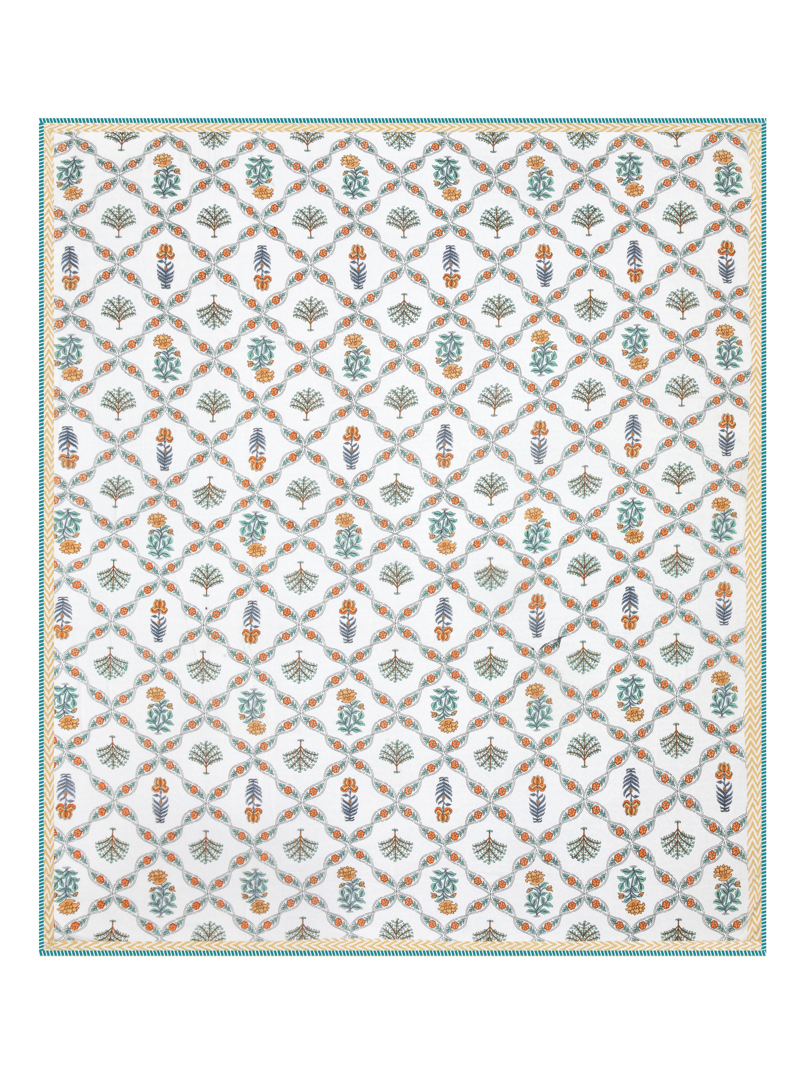 Ethnic Printed Reversible Double Bed Cotton AC Blanket | Lightweight Summer Dohar 90x108 inches