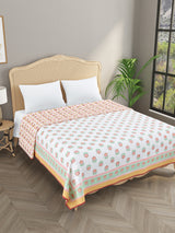 Ethnic Printed Reversible Double Bed Cotton AC Blanket | Lightweight Summer Dohar 90x108 inches