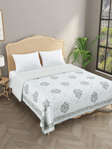 Ethnic Printed Reversible Double Bed Cotton AC Blanket | Lightweight Summer Dohar 90x108 inches