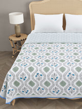 Ethnic Printed Reversible Double Bed Cotton AC Blanket | Lightweight Summer Dohar 90x108 inches