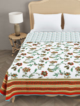 Ethnic Printed Reversible Double Bed Cotton AC Blanket | Lightweight Summer Dohar 90x108 inches