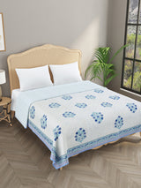 Ethnic Printed Reversible Double Bed Cotton AC Blanket | Lightweight Summer Dohar 90x108 inches