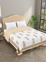 Ethnic Printed Reversible Double Bed Cotton AC Blanket | Lightweight Summer Dohar 90x108 inches