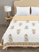 Ethnic Printed Reversible Double Bed Cotton AC Blanket | Lightweight Summer Dohar 90x108 inches