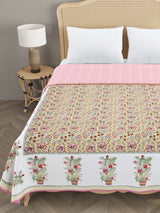 Ethnic Printed Reversible Double Bed Cotton AC Blanket | Lightweight Summer Dohar 90x108 inches