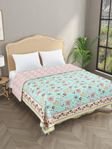 Ethnic Printed Reversible Double Bed Cotton AC Blanket | Lightweight Summer Dohar 90x108 inches
