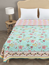 Ethnic Printed Reversible Double Bed Cotton AC Blanket | Lightweight Summer Dohar 90x108 inches