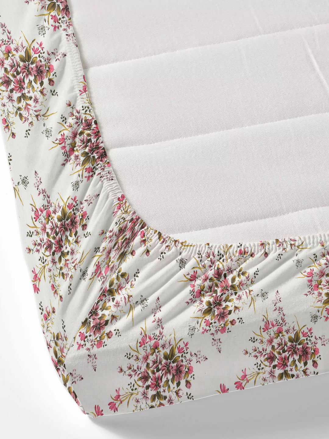 Floral print fitted Bedsheets with elastic, 2 pillow covers