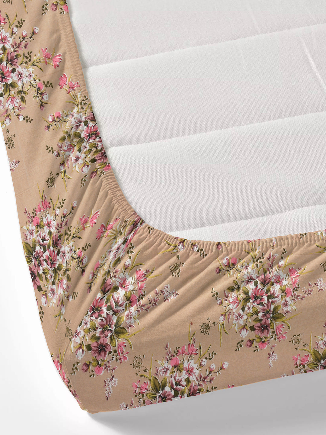 Floral print fitted Bedsheets with elastic, 2 pillow covers