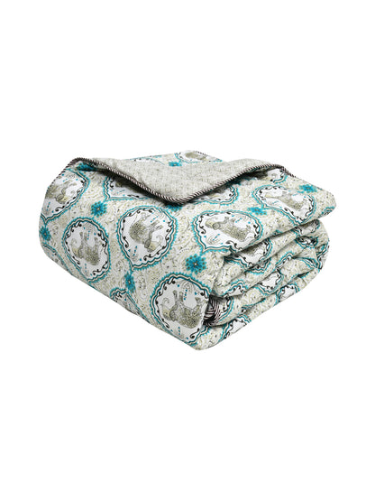 Ethnic Motifs Printed Single Bed Cotton Quilt with Cotton filling 60*90 Inches