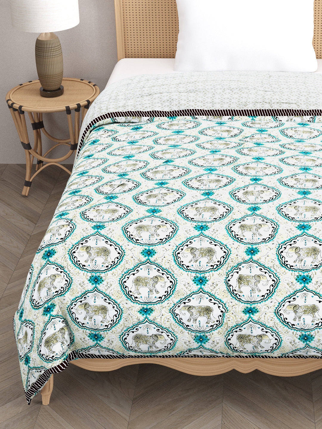 Ethnic Motifs Printed Single Bed Cotton Quilt with Cotton filling 60*90 Inches