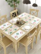 Handblock Printed Canvas Cotton Table Runner With Set Of 6 Mats