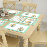 Diwali Gift Box with Handblock Printed Canvas Cotton Table Runner & Set Of 6 Mats, 2 laddoo candles