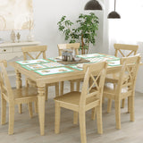 Handblock Printed Canvas Cotton Table Runner With Set Of 6 Mats