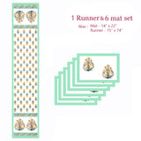 Diwali Gift Box with Handblock Printed Canvas Cotton Table Runner & Set Of 6 Mats, 2 laddoo candles