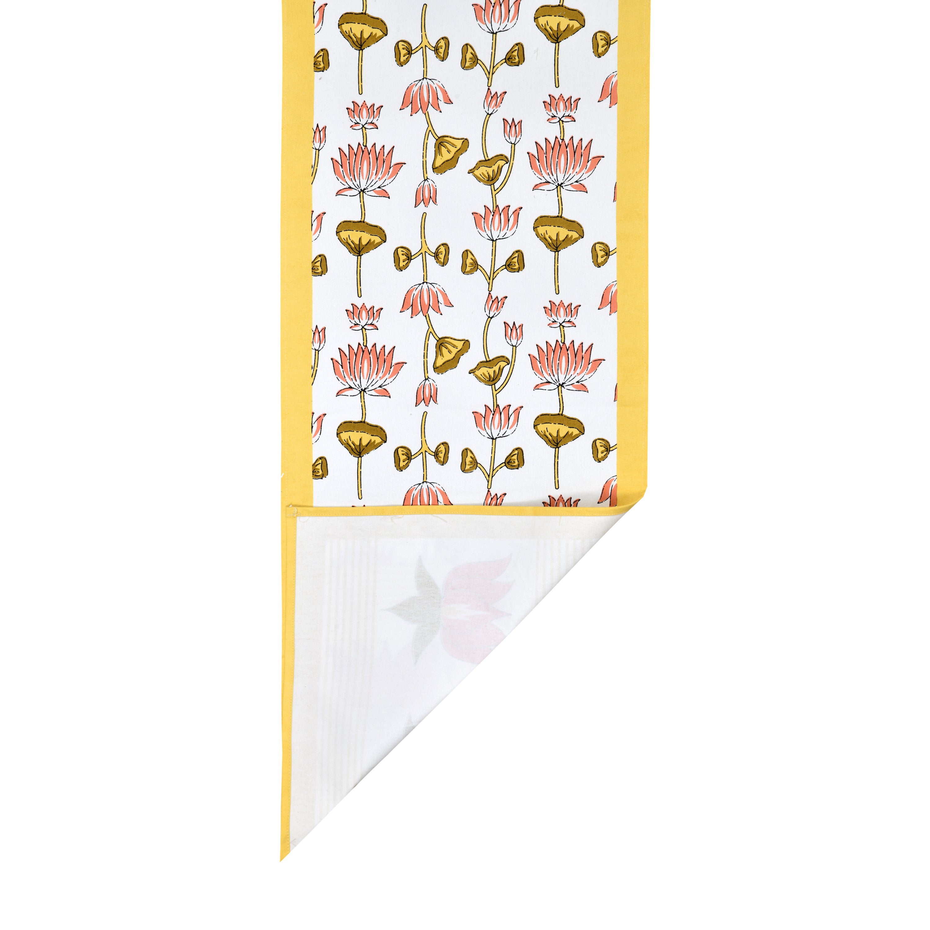 Handblock Printed Canvas Cotton Table Runner With Set Of 6 Mats