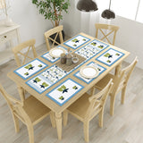 Diwali Gift Box with Handblock Printed Canvas Cotton Table Runner & Set Of 6 Mats, 2 laddoo candles