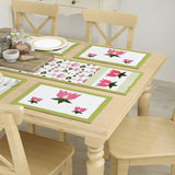 Diwali Gift Box with Handblock Printed Canvas Cotton Table Runner & Set Of 6 Mats, 2 laddoo candles