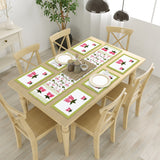 Handblock Printed Canvas Cotton Table Runner With Set Of 6 Mats