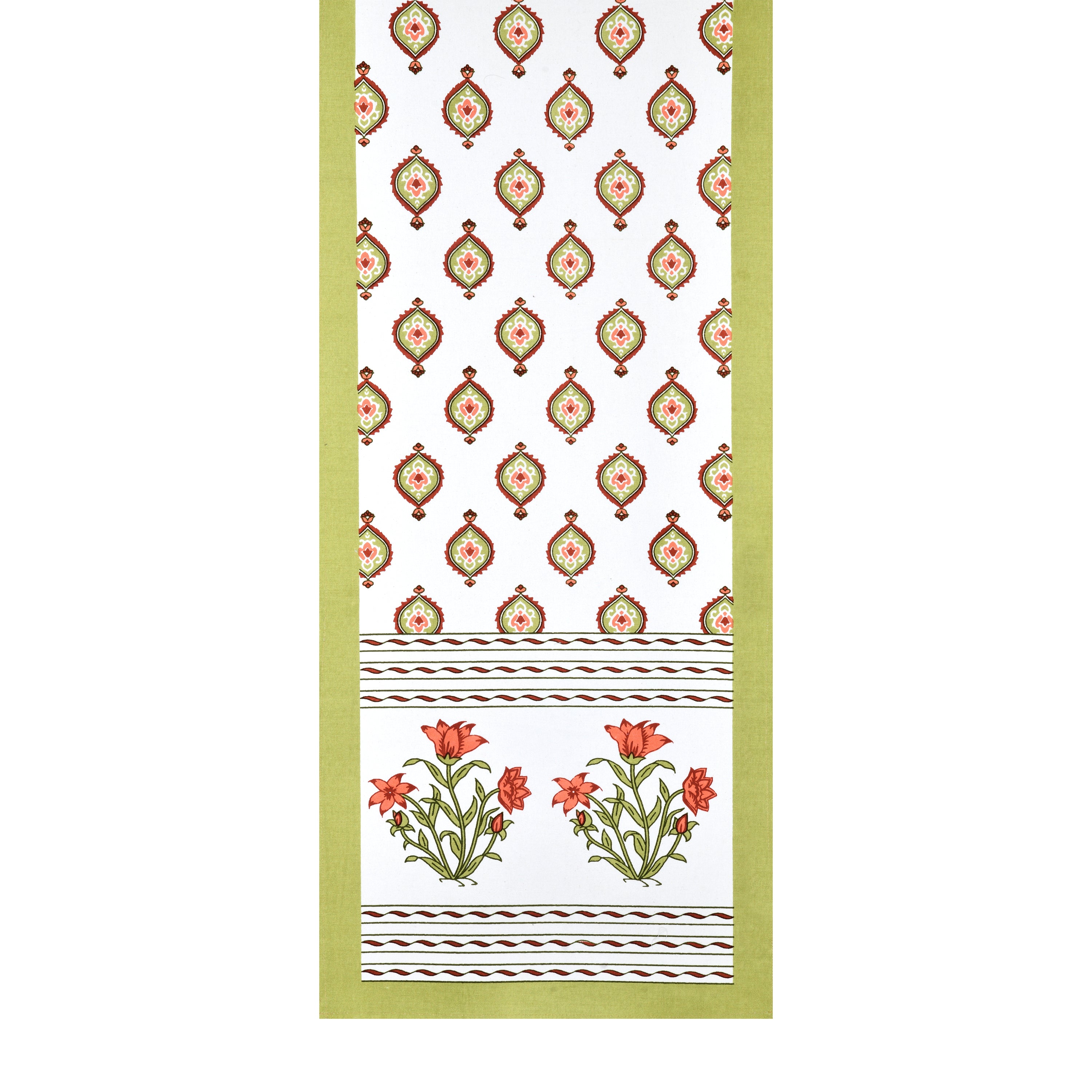 Diwali Gift Box with Handblock Printed Canvas Cotton Table Runner & Set Of 6 Mats, 2 laddoo candles