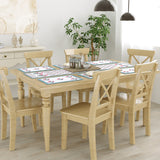 Handblock Printed Canvas Cotton Table Runner With Set Of 6 Mats