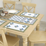 Diwali Gift Box with Handblock Printed Canvas Cotton Table Runner & Set Of 6 Mats, 2 laddoo candles