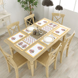 Diwali Gift Box with Handblock Printed Canvas Cotton Table Runner & Set Of 6 Mats, 2 laddoo candles