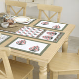 Diwali Gift Box with Handblock Printed Canvas Cotton Table Runner & Set Of 6 Mats, 2 laddoo candles