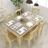 Diwali Gift Box with Handblock Printed Canvas Cotton Table Runner & Set Of 6 Mats, 2 laddoo candles
