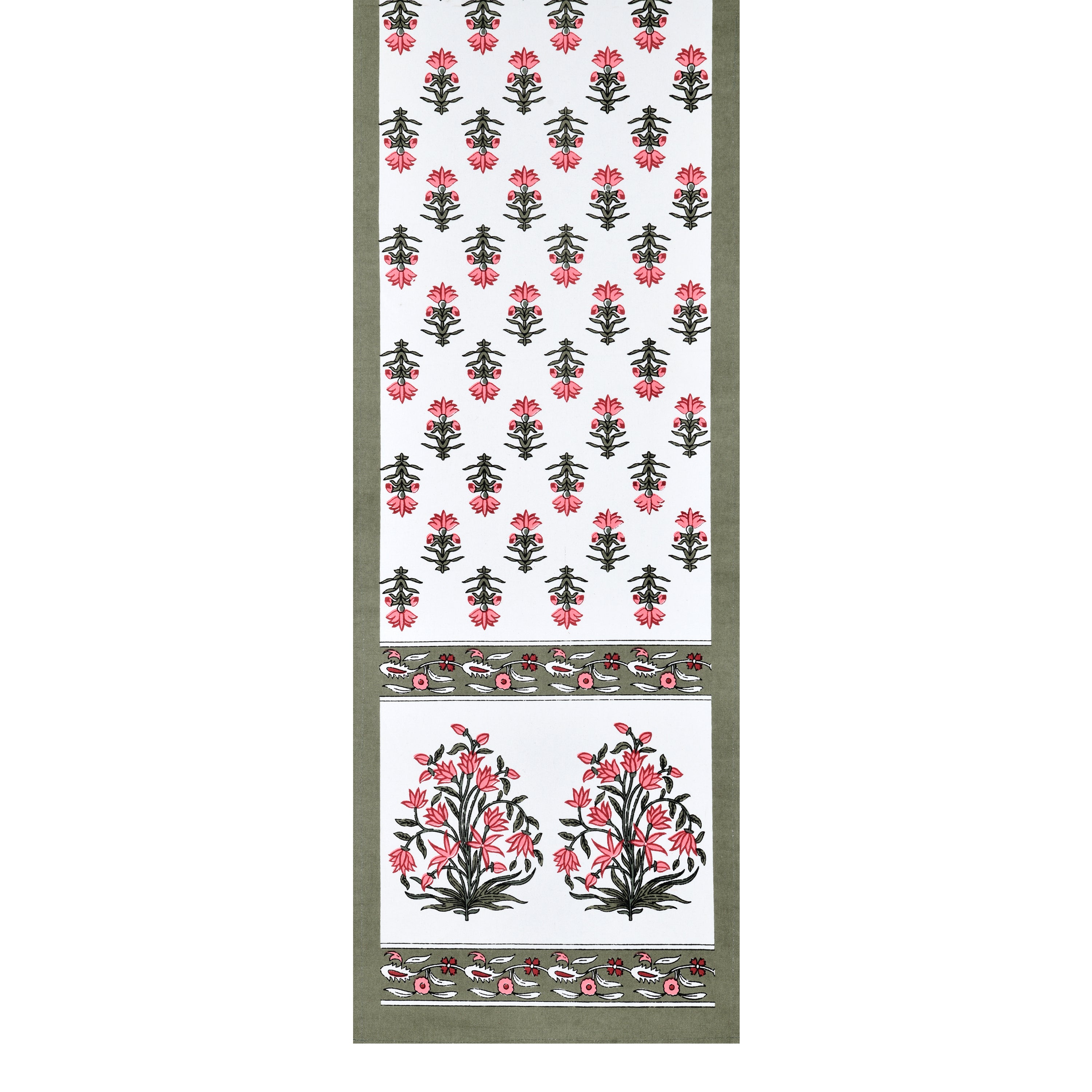 Diwali Gift Box with Handblock Printed Canvas Cotton Table Runner & Set Of 6 Mats, 2 laddoo candles