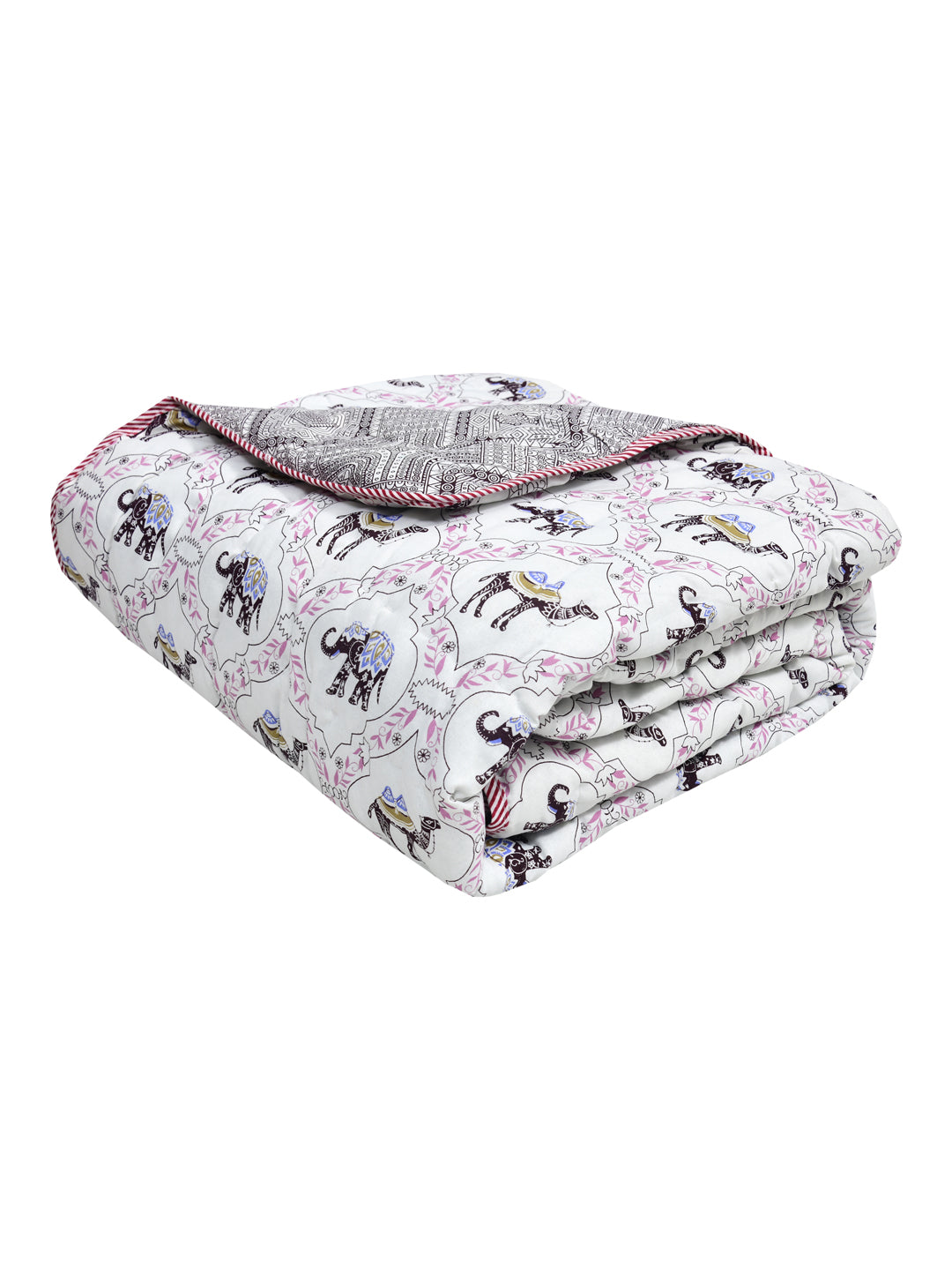 Ethnic Motifs Printed Single Bed Cotton Quilt with Cotton filling 60*90 Inches