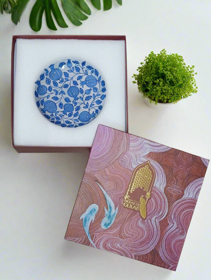 Gift Box with Handmade Jaipur Blue Pottery Plate - 8 inch diameter