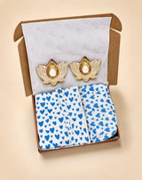 Diwali Gift Box Tote Bag with 3 Coordinated Utility Pouches with Gift Box with Set of 2 Metal Diyas