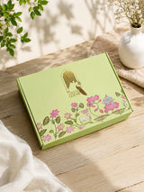 Gift Box With Handblock Print Cotton Robe Gift Set with Sleep Mask, Slippers & Headband