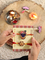 Pichwai Rakhi Gift Box– Designer Rakhi Set with Roli Chawal for Raksha Bandhan