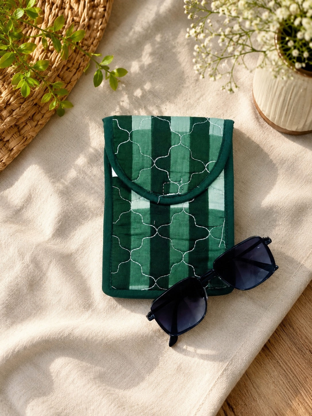 Gift Box with Quilted Cotton Moon Handle Bag, Hobo Pouch, Sunglass Pouch & Toy Charm Keyring