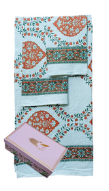 Gift Set - Handblock Printed Towels - 1 Bath + 2 Hand Towels