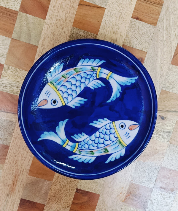 Gift Box with Handmade Jaipur Blue Pottery Plate - 8 inch diameter