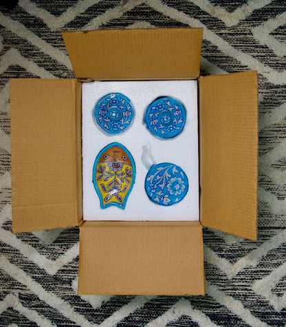 Blue Pottery Table Set of 4 pieces in a gift box