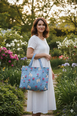 Handblock Printed Quilted Tote Bag without zip/button 17x18x 6 inches