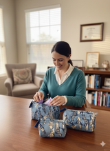 Set of 3 cosmetic bag/pouches with waterproof lining