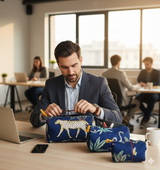 Set of 3 cosmetic bag/pouches with waterproof lining