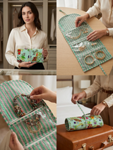 Handcrafted Travel Jewelry Organizer Roll | Artisan Fabric Jewelry Pouch