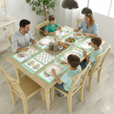 Cotton Handblock Printed Canvas Cotton Table Runner & Set Of 6 Mats with Gift Box