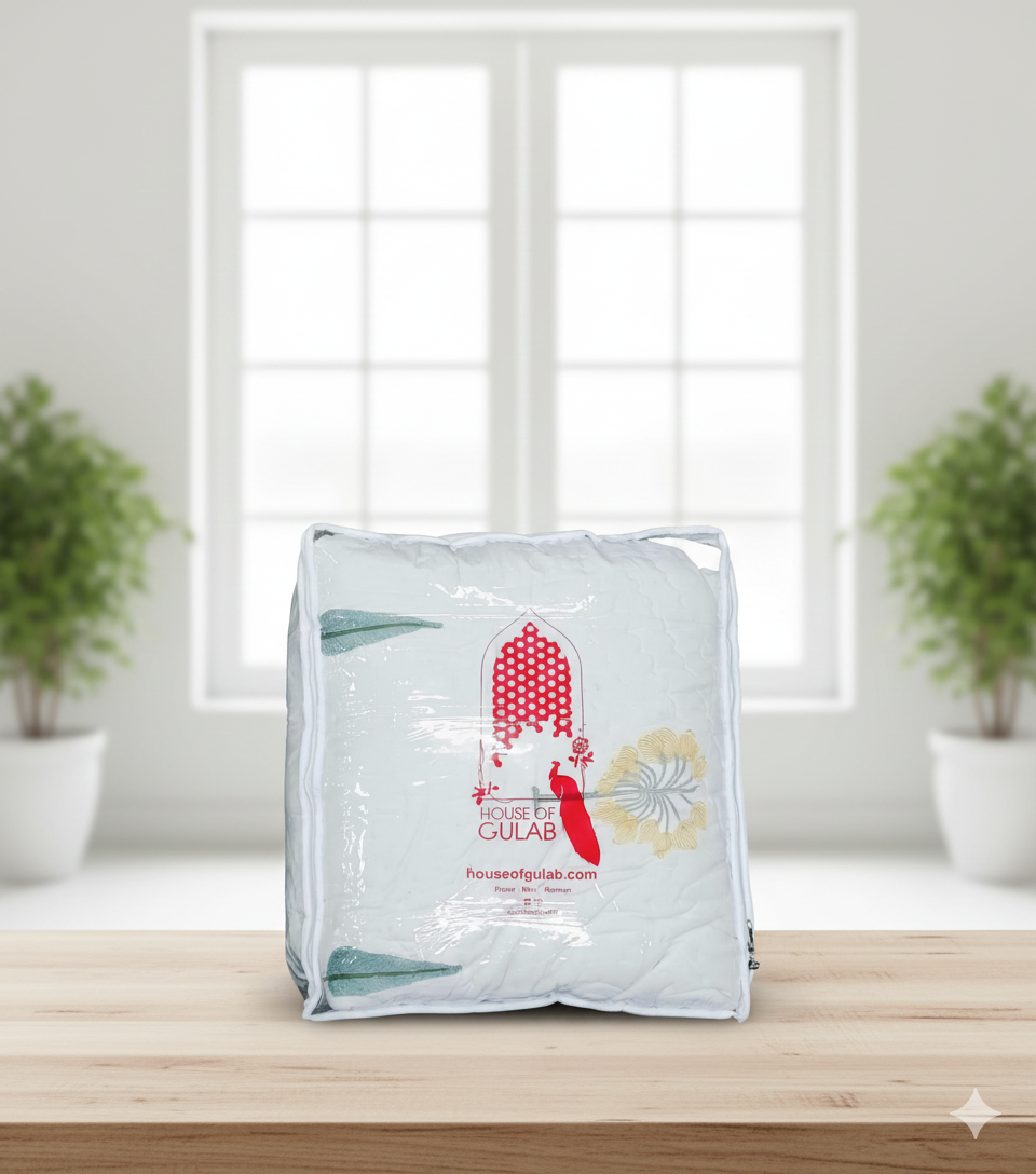 Double King Handblock Printed Cotton Jaipuri Razai/Quilt