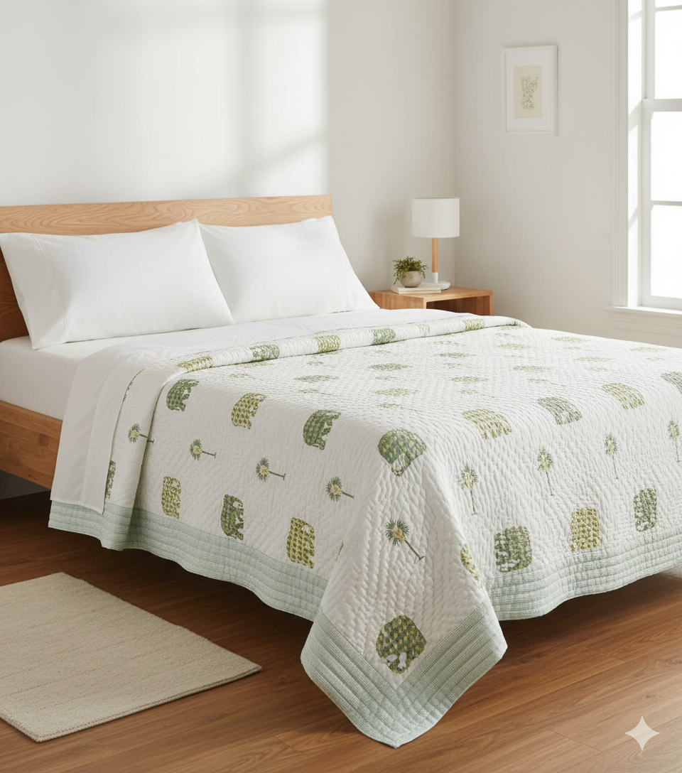 Double King Handblock Printed Cotton Jaipuri Razai/Quilt