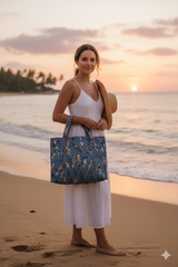 Handblock Printed Quilted Tote Bag with concealed zip ( 17x18x 6 inches)