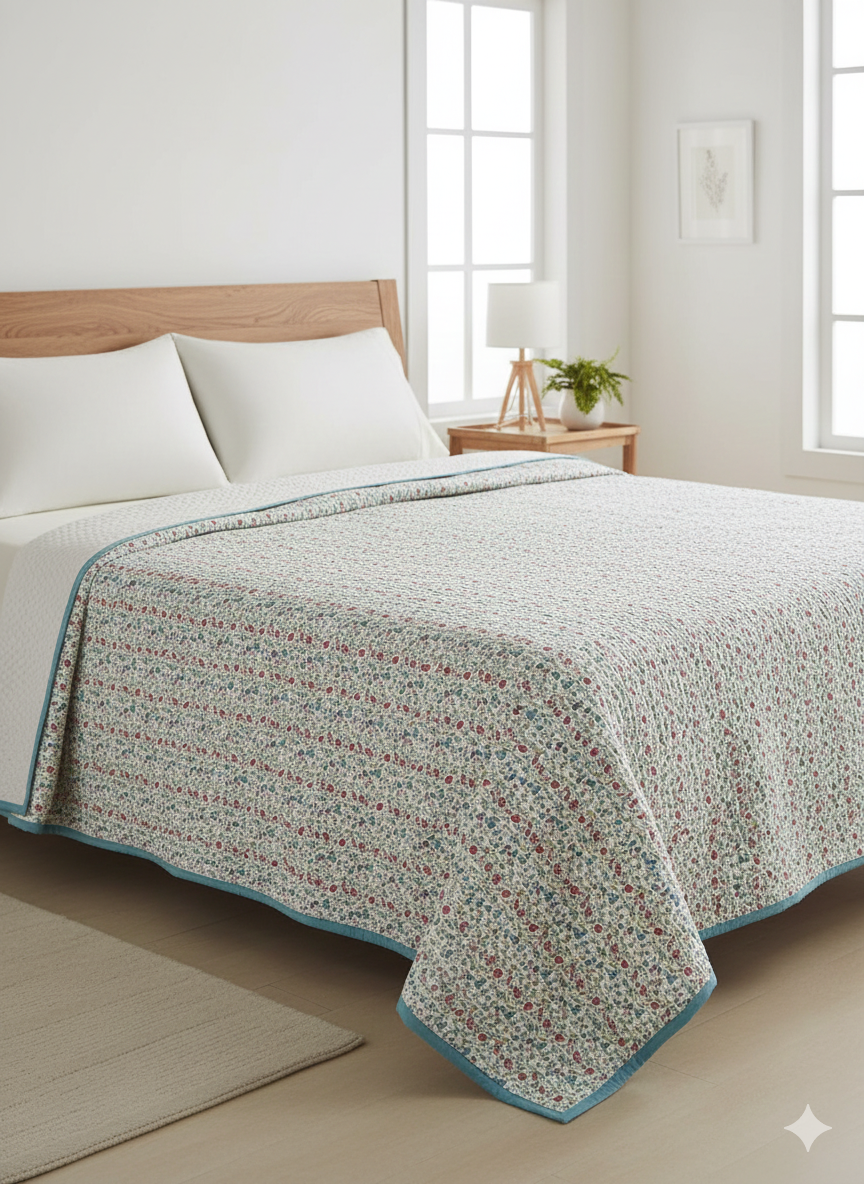 Double King Handblock Printed Cotton Jaipuri Razai/Quilt