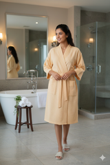 Waffle Cotton Premium Plain Style Unisex Bathrobe - Free Size