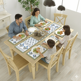 Cotton Handblock Printed Canvas Cotton Table Runner & Set Of 6 Mats with Gift Box